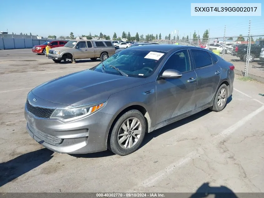 5XXGT4L39GG002017 2016 Kia Optima Lx