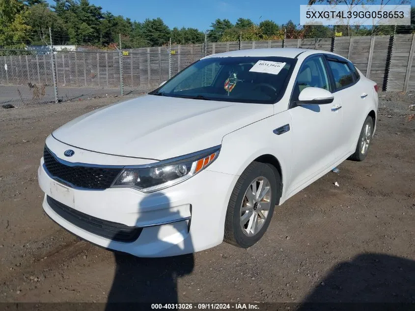 2016 Kia Optima Lx VIN: 5XXGT4L39GG058653 Lot: 40313026