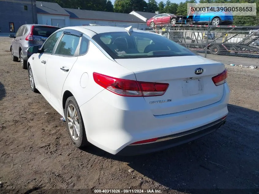 2016 Kia Optima Lx VIN: 5XXGT4L39GG058653 Lot: 40313026