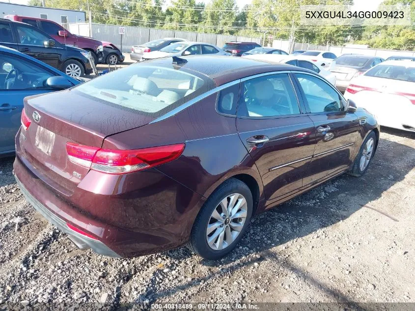 5XXGU4L34GG009423 2016 Kia Optima Ex