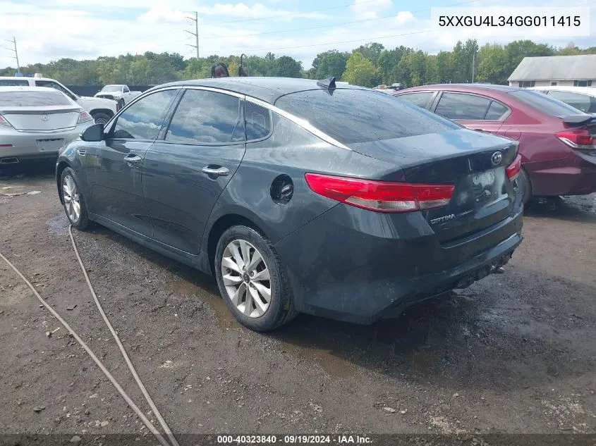 2016 Kia Optima Ex VIN: 5XXGU4L34GG011415 Lot: 40323840