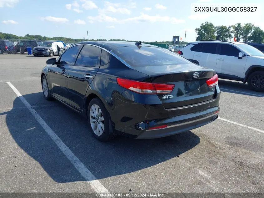 2016 Kia Optima Ex VIN: 5XXGU4L30GG058327 Lot: 40330103