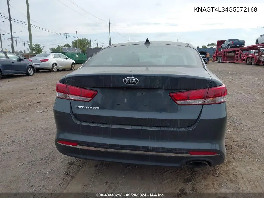 2016 Kia Optima Lx VIN: KNAGT4L34G5072168 Lot: 40333213