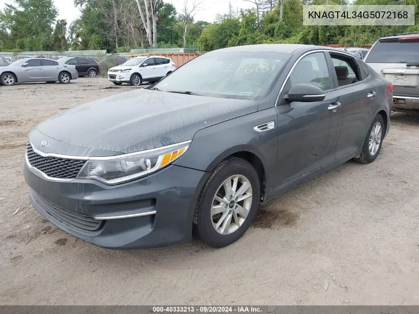 2016 Kia Optima Lx VIN: KNAGT4L34G5072168 Lot: 40333213