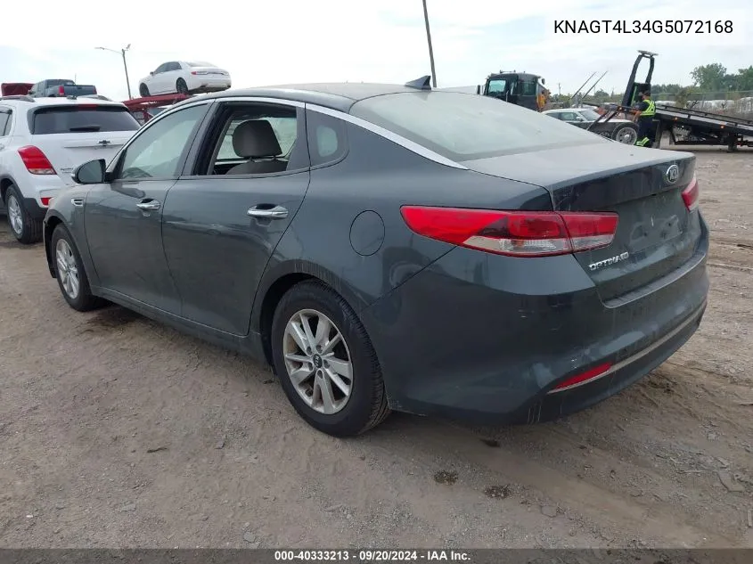 KNAGT4L34G5072168 2016 Kia Optima Lx