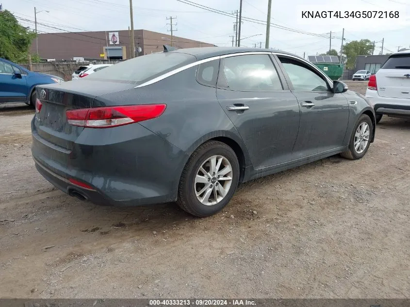 2016 Kia Optima Lx VIN: KNAGT4L34G5072168 Lot: 40333213