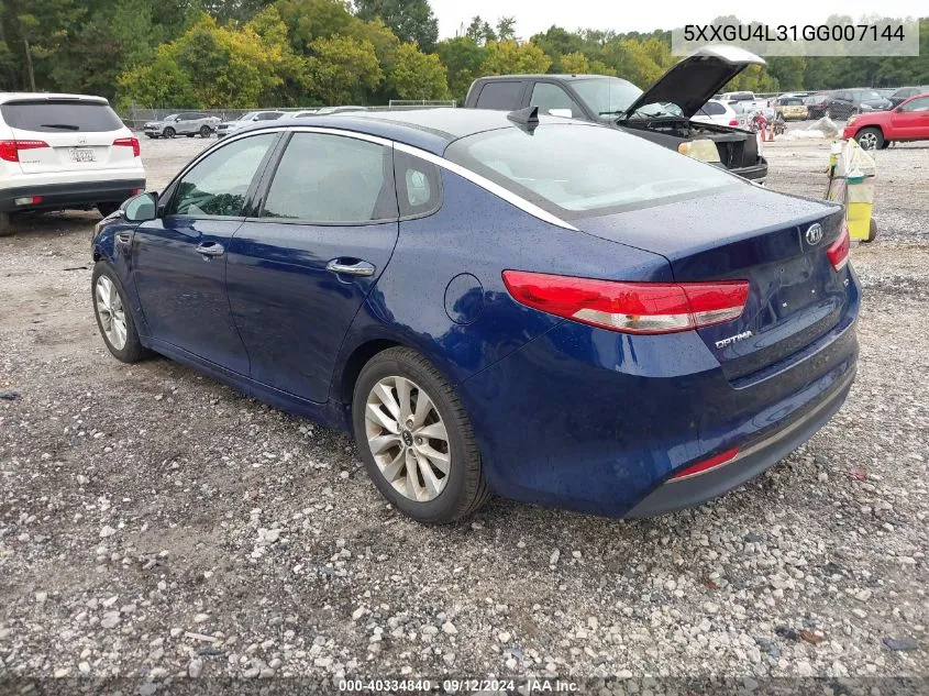 2016 Kia Optima Ex VIN: 5XXGU4L31GG007144 Lot: 40334840