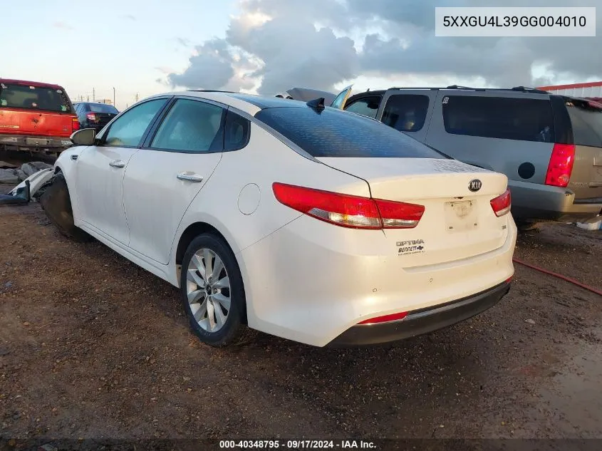 2016 Kia Optima Ex VIN: 5XXGU4L39GG004010 Lot: 40348795