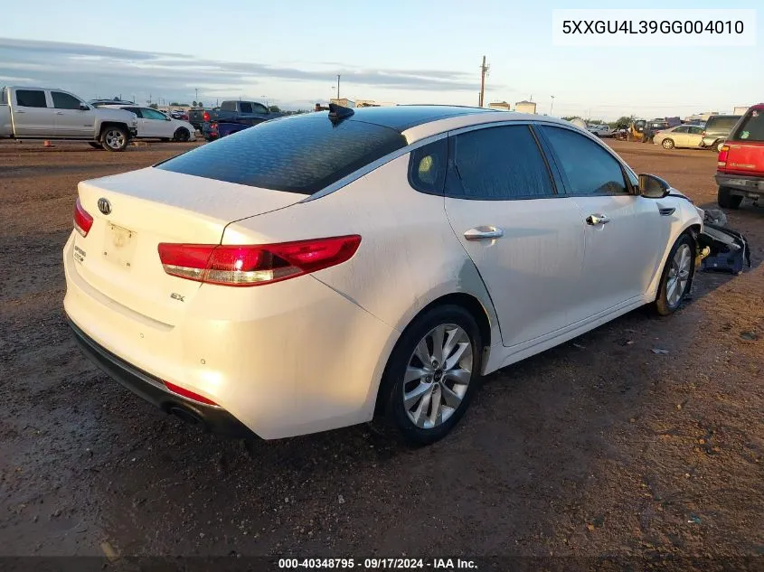 2016 Kia Optima Ex VIN: 5XXGU4L39GG004010 Lot: 40348795