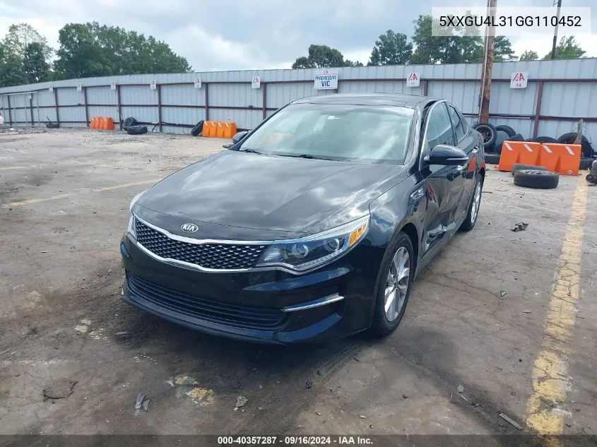 5XXGU4L31GG110452 2016 Kia Optima Ex