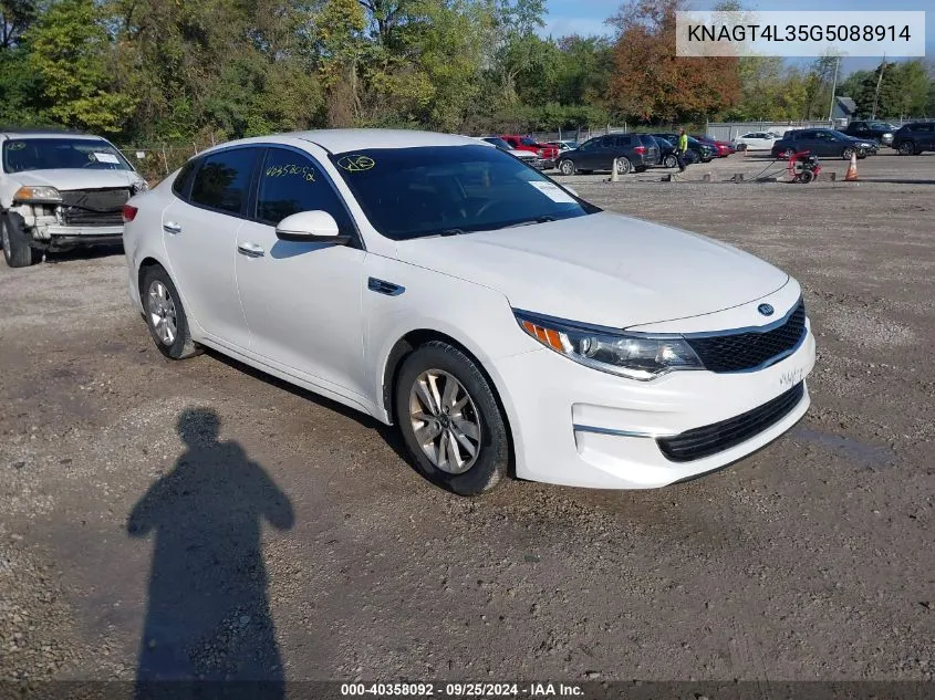 2016 Kia Optima Lx VIN: KNAGT4L35G5088914 Lot: 40358092