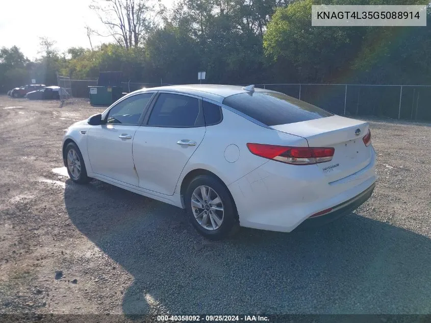 KNAGT4L35G5088914 2016 Kia Optima Lx