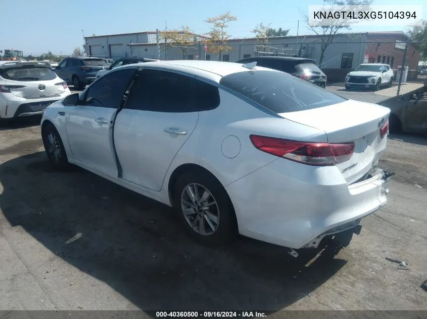 KNAGT4L3XG5104394 2016 Kia Optima Lx