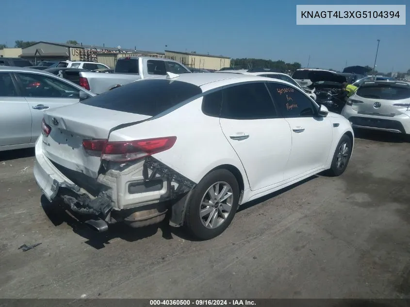 KNAGT4L3XG5104394 2016 Kia Optima Lx