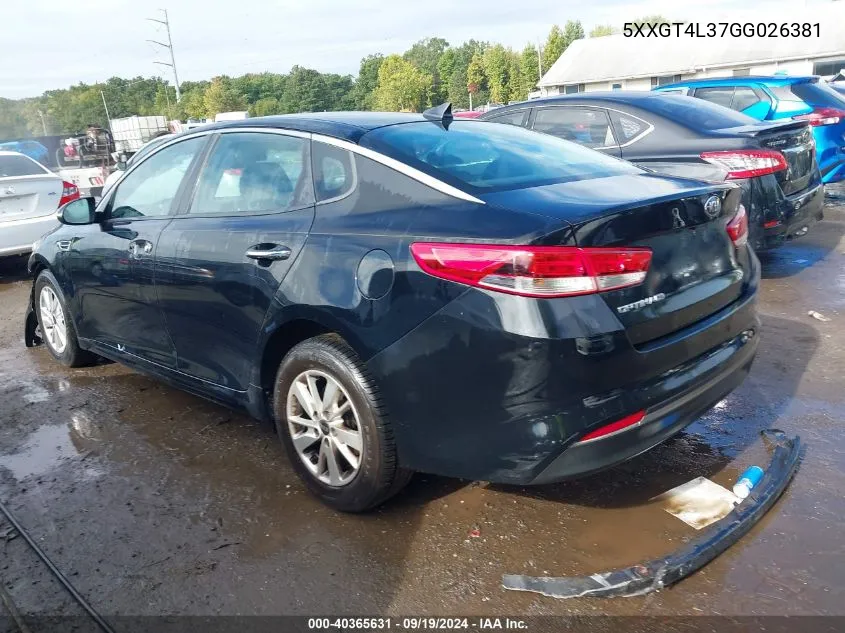 2016 Kia Optima Lx VIN: 5XXGT4L37GG026381 Lot: 40365631