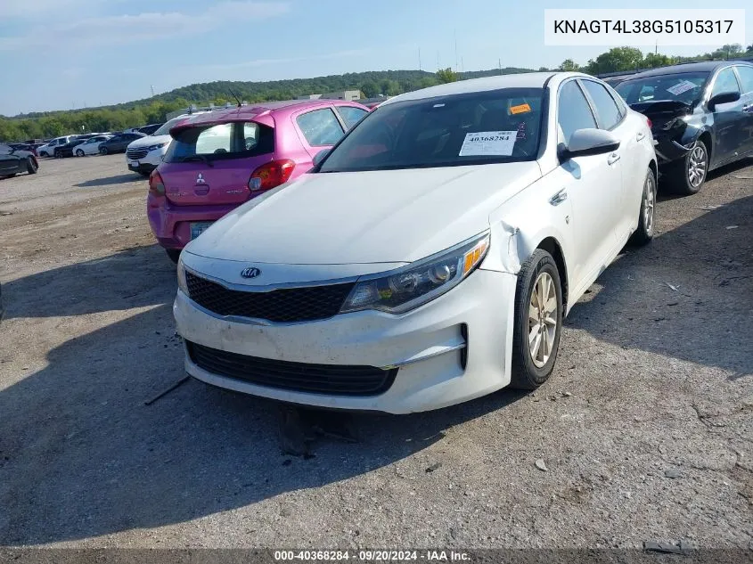 KNAGT4L38G5105317 2016 Kia Optima Lx