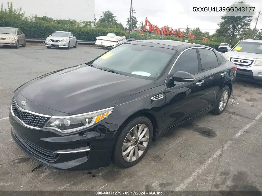 2016 Kia Optima Ex VIN: 5XXGU4L39GG043177 Lot: 40371279