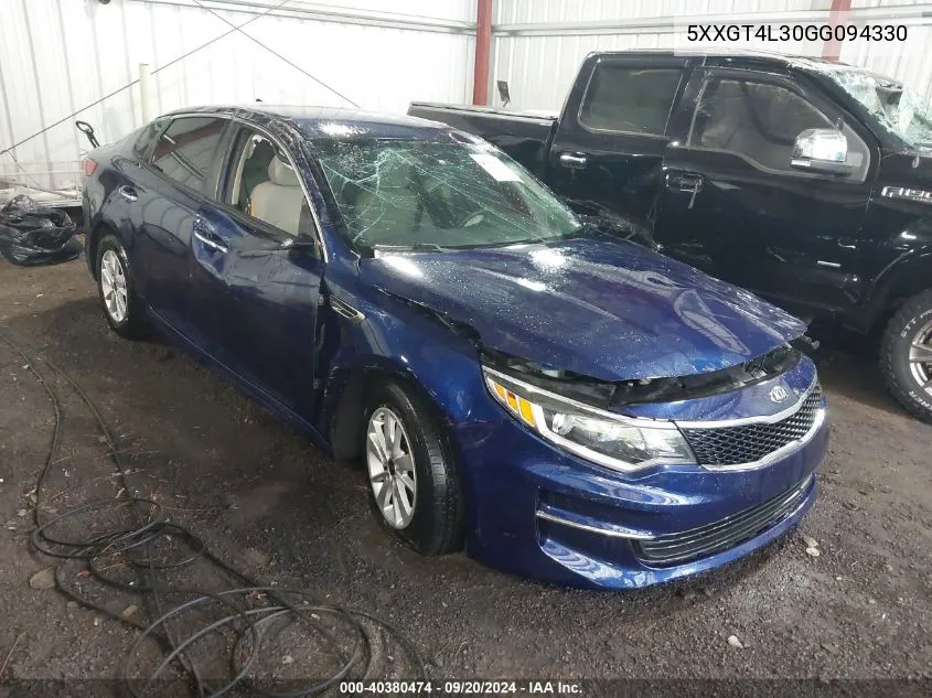 2016 Kia Optima Lx VIN: 5XXGT4L30GG094330 Lot: 40380474