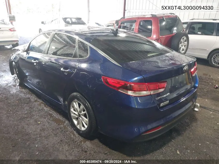 2016 Kia Optima Lx VIN: 5XXGT4L30GG094330 Lot: 40380474