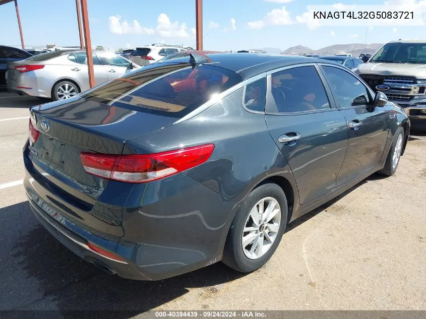 2016 Kia Optima Lx VIN: KNAGT4L32G5083721 Lot: 40394439