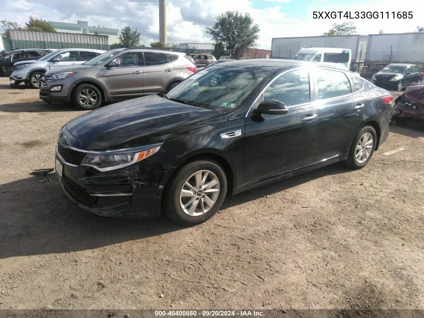 2016 Kia Optima Lx VIN: 5XXGT4L33GG111685 Lot: 40400850