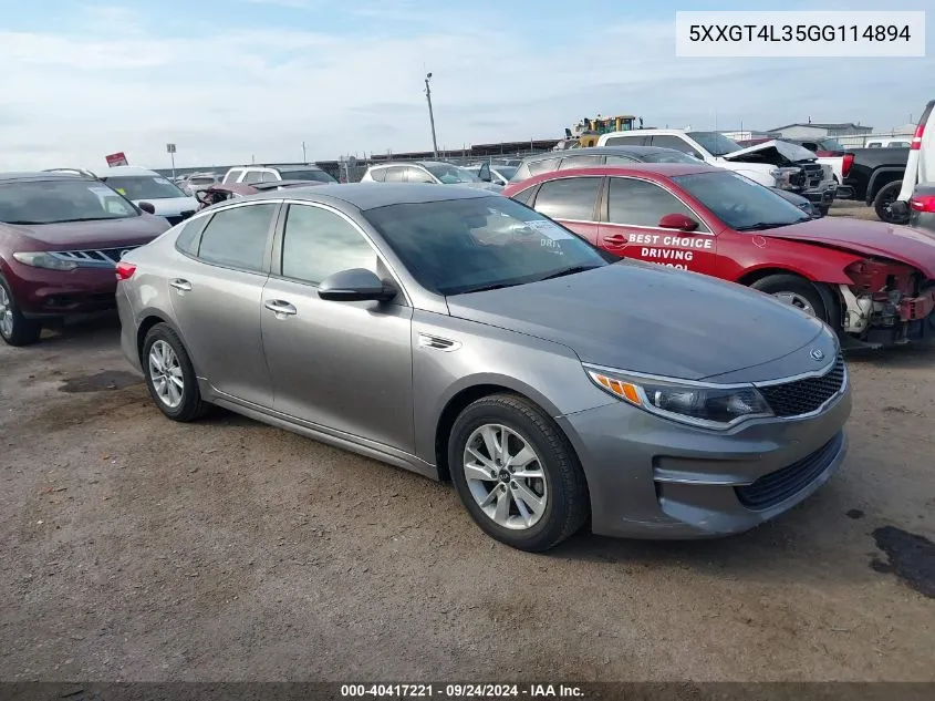 2016 Kia Optima Lx VIN: 5XXGT4L35GG114894 Lot: 40417221