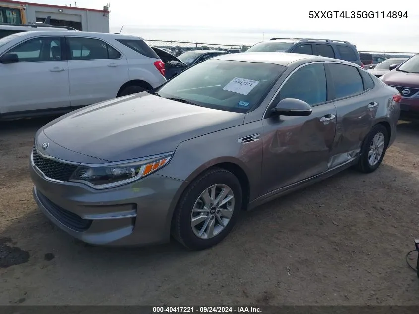 5XXGT4L35GG114894 2016 Kia Optima Lx