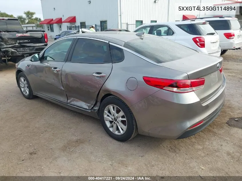 2016 Kia Optima Lx VIN: 5XXGT4L35GG114894 Lot: 40417221