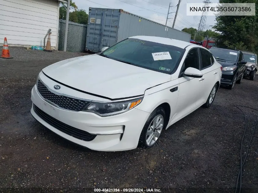 2016 Kia Optima Lx VIN: KNAGT4L35G5073586 Lot: 40421394