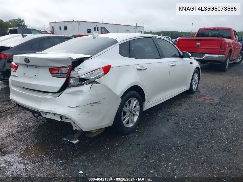 KNAGT4L35G5073586 2016 Kia Optima Lx