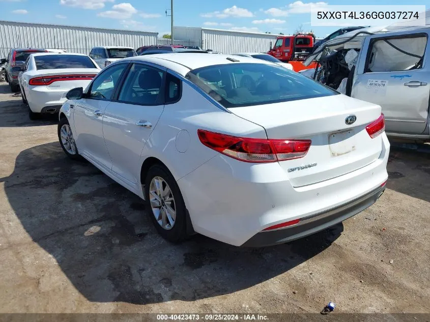 5XXGT4L36GG037274 2016 Kia Optima Lx