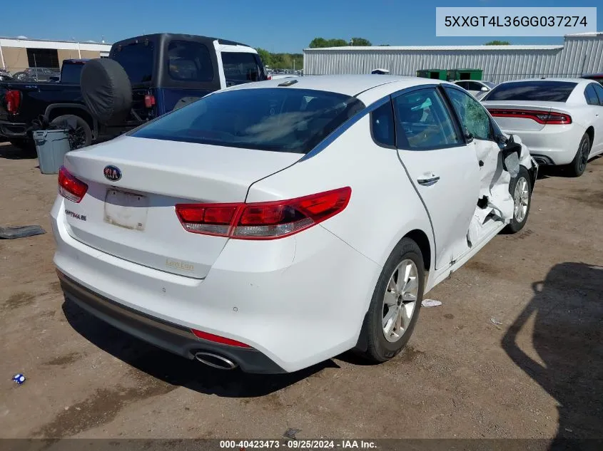 5XXGT4L36GG037274 2016 Kia Optima Lx