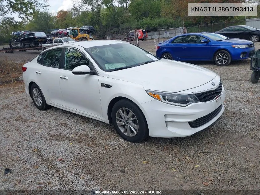 2016 Kia Optima Lx VIN: KNAGT4L38G5093413 Lot: 40424688