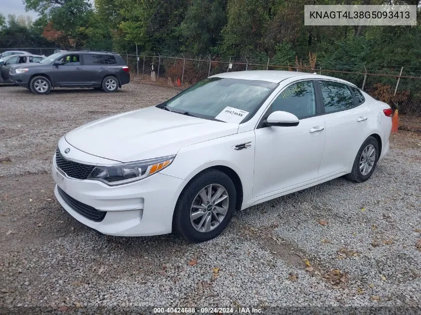 2016 Kia Optima Lx VIN: KNAGT4L38G5093413 Lot: 40424688