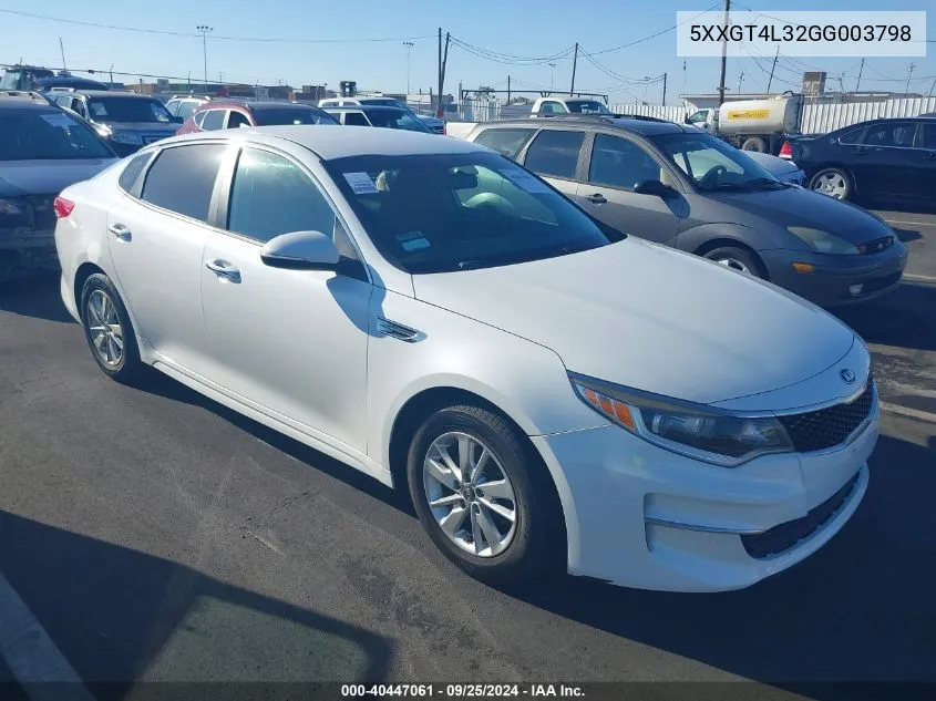 2016 Kia Optima Lx VIN: 5XXGT4L32GG003798 Lot: 40447061