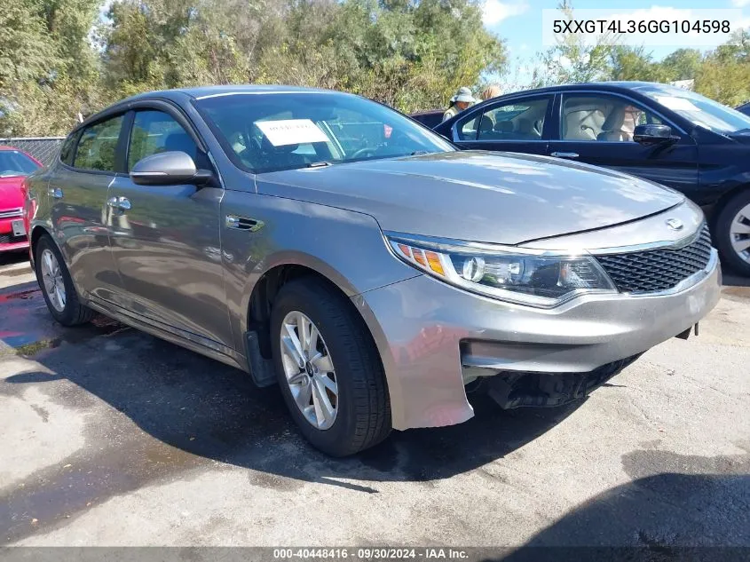 2016 Kia Optima Lx VIN: 5XXGT4L36GG104598 Lot: 40448416