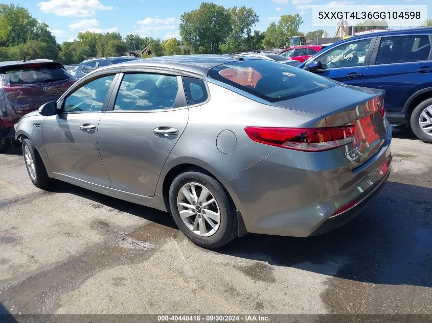 5XXGT4L36GG104598 2016 Kia Optima Lx