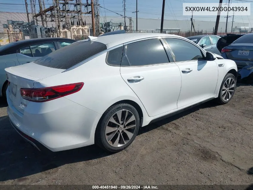 2016 Kia Optima Sx Turbo VIN: 5XXGW4L2XGG043934 Lot: 40451940