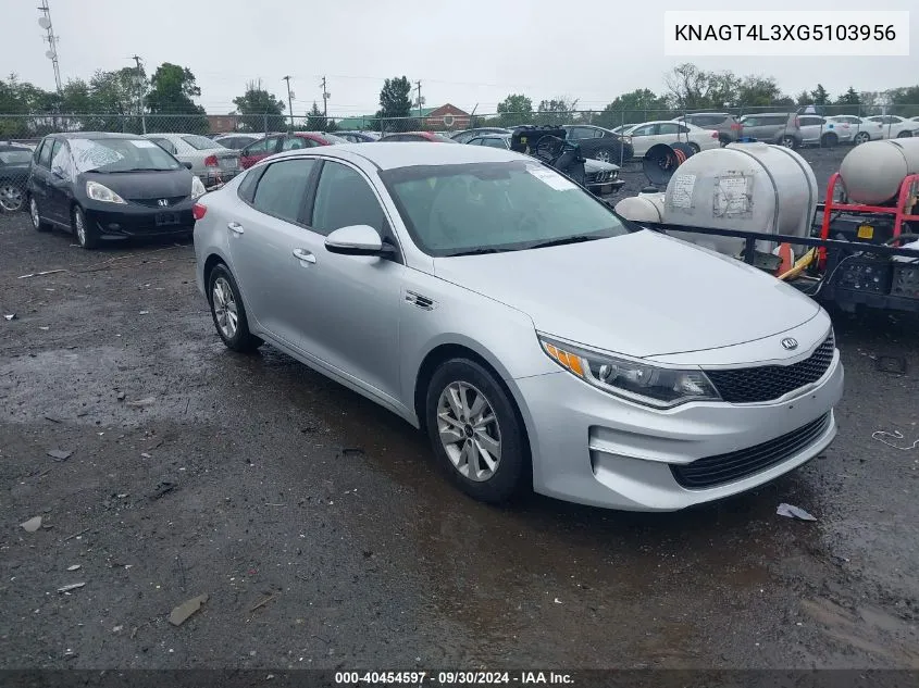 2016 Kia Optima Lx VIN: KNAGT4L3XG5103956 Lot: 40454597