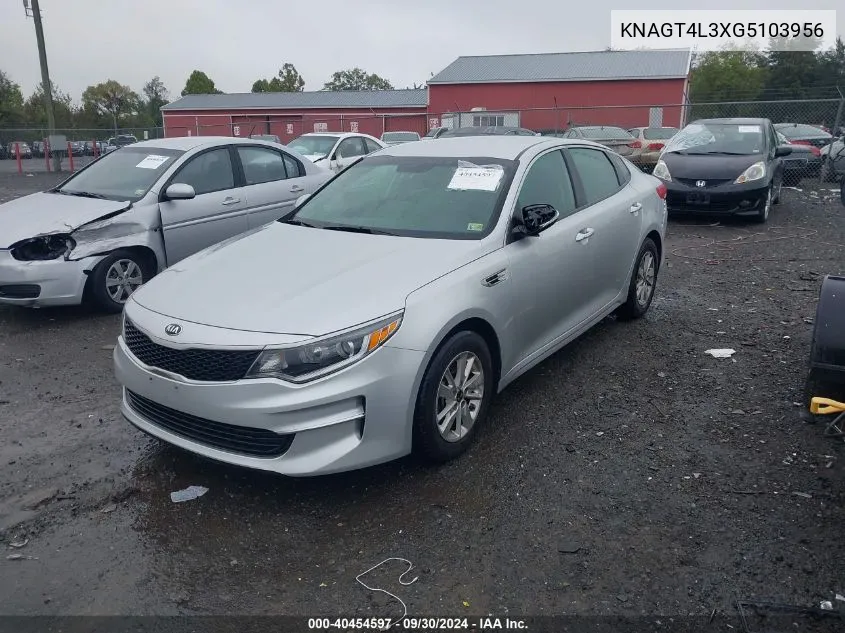 KNAGT4L3XG5103956 2016 Kia Optima Lx