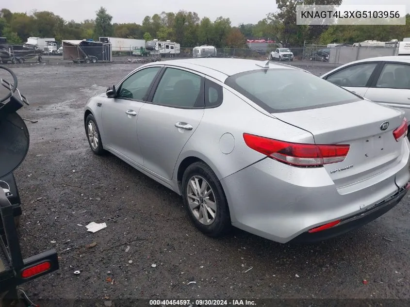 2016 Kia Optima Lx VIN: KNAGT4L3XG5103956 Lot: 40454597