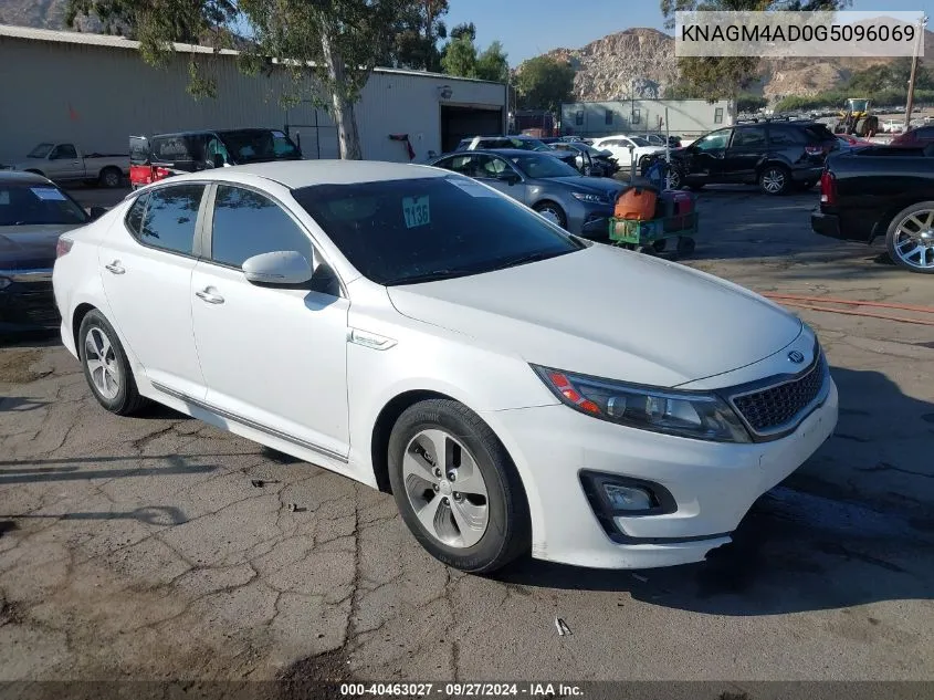 2016 Kia Optima Hybrid VIN: KNAGM4AD0G5096069 Lot: 40463027