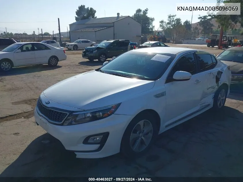 2016 Kia Optima Hybrid VIN: KNAGM4AD0G5096069 Lot: 40463027