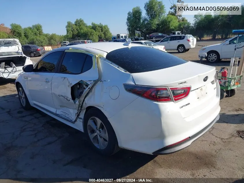 2016 Kia Optima Hybrid VIN: KNAGM4AD0G5096069 Lot: 40463027