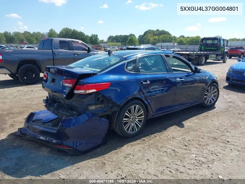 2016 Kia Optima Ex VIN: 5XXGU4L37GG004801 Lot: 40471769