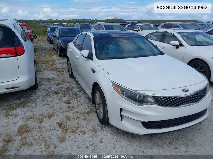 5XXGU4L32GG040962 2016 Kia Optima Ex