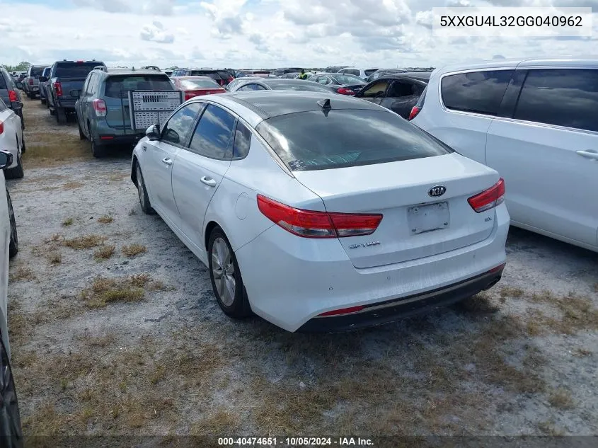 5XXGU4L32GG040962 2016 Kia Optima Ex