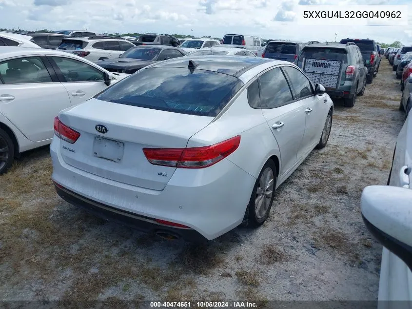 5XXGU4L32GG040962 2016 Kia Optima Ex