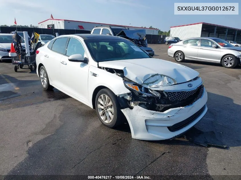 2016 Kia Optima Ex VIN: 5XXGU4L37GG012672 Lot: 40476217