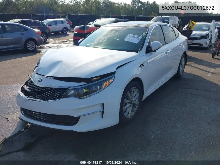 2016 Kia Optima Ex VIN: 5XXGU4L37GG012672 Lot: 40476217